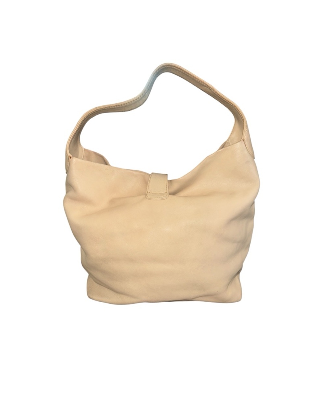 Dooney & Bourke Belvedere Logo Lock Shoulder Hobo Bag Minimalist Cream Leather - Picture 3 of 9